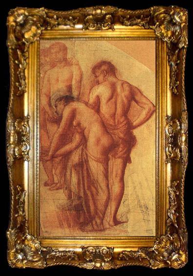 framed  Chevannes, Pierre Puvis de Study of Four Figures for Repose, ta009-2